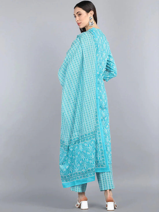 Ahika Cotton Printed Kurta Pant Dupatta Set-VKSKD1146G_S