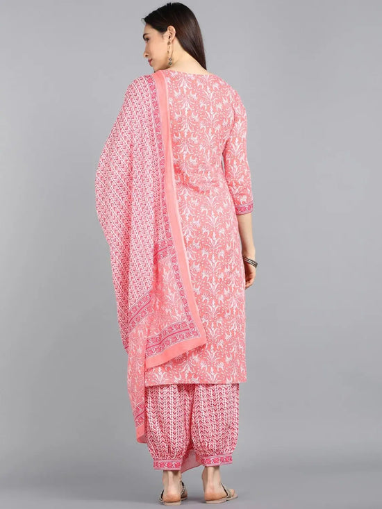 Ahika Pure Cotton Printed Kurta Pant Dupatta-VKSKD1168AB_XS