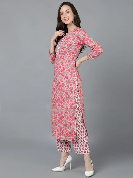 Ahika Women Cotton Floral Printed Kurta Palazzo-VKSKD1584_XS