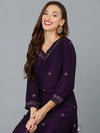 Silk Blend Purple Straight Kurta With Pant-VKSET1406_XS