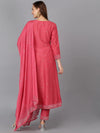 Punch Pink Silk Blend Embroidered Party wear