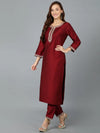 Maroon Silk Blend Embroidered Party wear Suit-VKSKD1772_XS