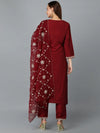 Maroon Silk Blend Embroidered Party wear Suit-VKSKD1772_XS