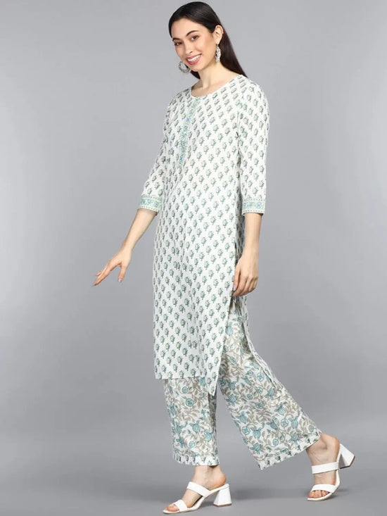 Ahika Cotton Blend Printed Kurta Pant Set-VKSET1141AB_S