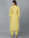 Silk Blend Banana Yellow Straight Kurta With