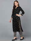 Black Cotton Blend Straight Kurta With Pant-VKSET1394_XS