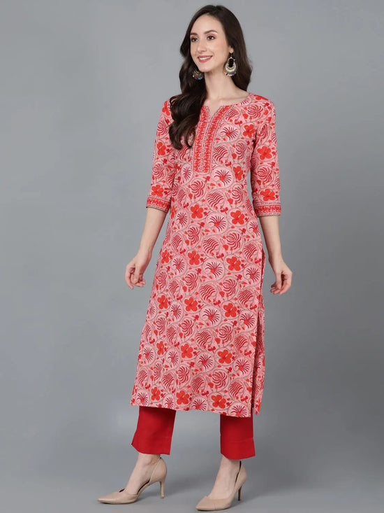 Ahika Women Cotton Floral Printed Kurta Trousers-VKSKD1571_XS