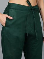 Dark Green Cotton Blend Straight Kurta Pant