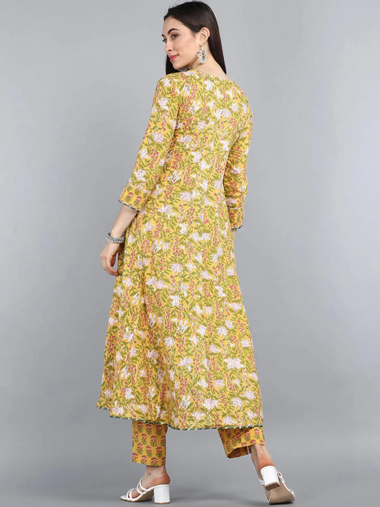 Ahika Cotton Printed Anarkali Kurta Pant Set