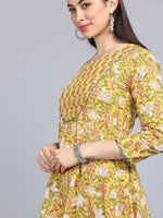 Ahika Cotton Printed Anarkali Kurta Pant Set