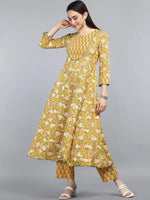 Ahika Cotton Printed Anarkali Kurta Pant Set