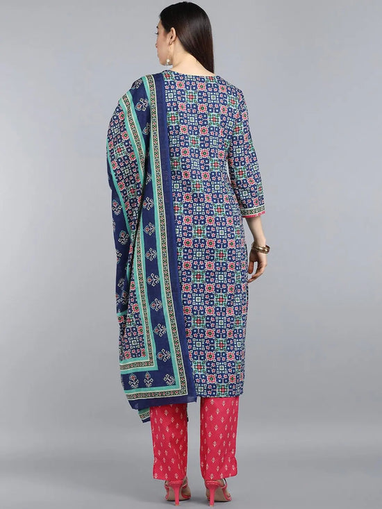 Ahika Pure Cotton Printed Kurta Pant Dupatta-VKSKD1269AB_S