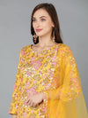 Cotton Blend Yellow Printed Straight Kurta Pant-VKSKD1709_XS