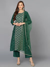 Dark Green Silk Blend Embroidered Party wear-VKSKD1783_XS