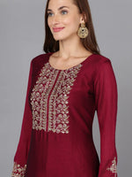 Wine Silk Blend Embroidered Festive wear Suit-VKSKD1778_XS