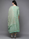 Cotton Green Ethnic Motif Printed Flared Kurta