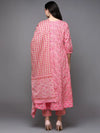 Cotton Pink Ethnic Printed Flared Kurta Pant