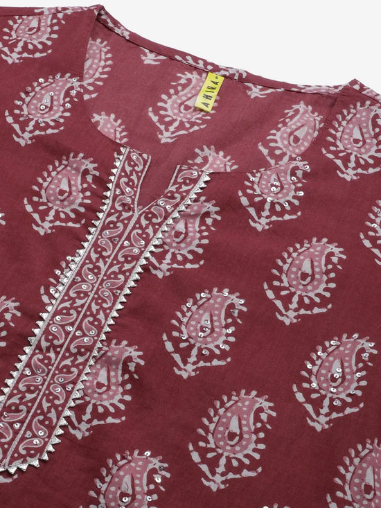 Ahika Cotton Blend Printed Kurta Pant Dupatta-VKSKD1030B_XS