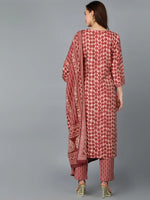 Ahika Women Silk Blend Geometric Printed Kurta