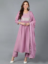 Lavender Silk Blend Embroidered Festive wear Anarkali