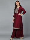 Wine Silk Blend Embroidered Festive wear Suit-VKSKD1753_XS