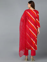 Red Embroidered Festive wear Suit Set