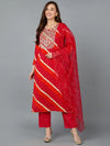 Red Embroidered Festive wear Suit Set