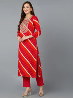 Red Embroidered Festive wear Suit Set