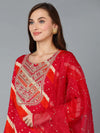 Red Embroidered Festive wear Suit Set