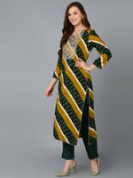 Dark Green Embroidered Festive wear Suit Set