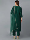 Dark Green Silk Blend Embroidered Party wear-VKSKD1754_XS