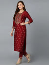 Maroon Silk Blend Embroidered Festive wear Suit-VKSKD1757_XS