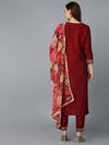 Maroon Silk Blend Embroidered Festive wear Suit-VKSKD1757_XS