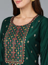 Silk Blend Dark Green Embroidered Festive wear