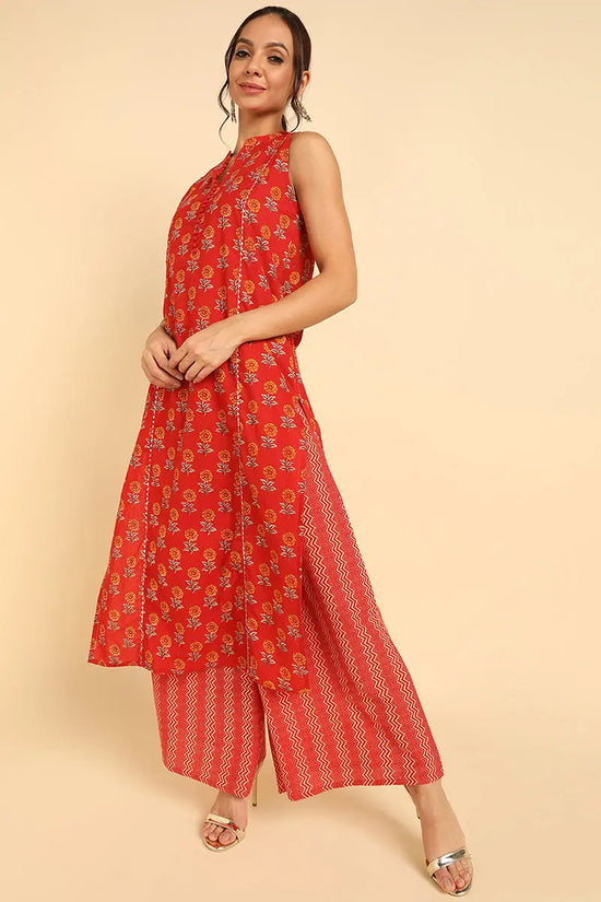 Ahika Cotton Printed Kurta Trousers Set-VKSET1277_S