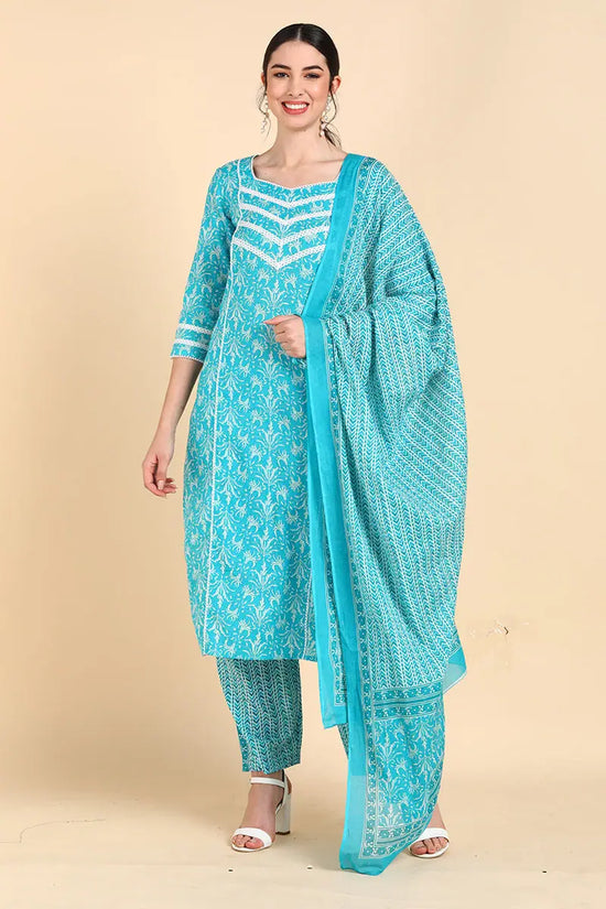 Ahika Cotton Printed Kurta Salwar Dupatta Set-VKSKD1398_S