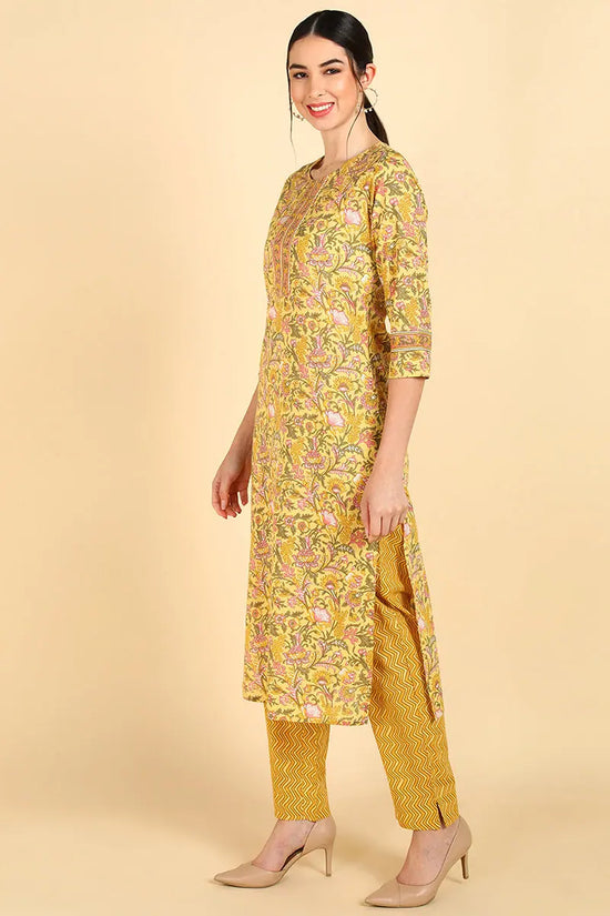 Ahika Cotton Printed Kurta Pant Dupatta Set-VKSKD1405_S