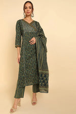 Ahika Cotton Printed Kurta Trousers With Dupatta-VKSKD1383_S