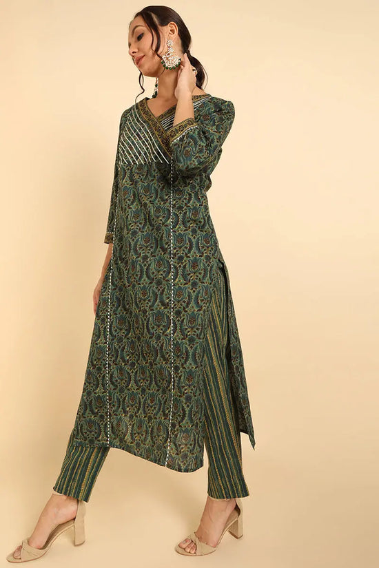 Ahika Cotton Printed Kurta Trousers With Dupatta-VKSKD1383_S