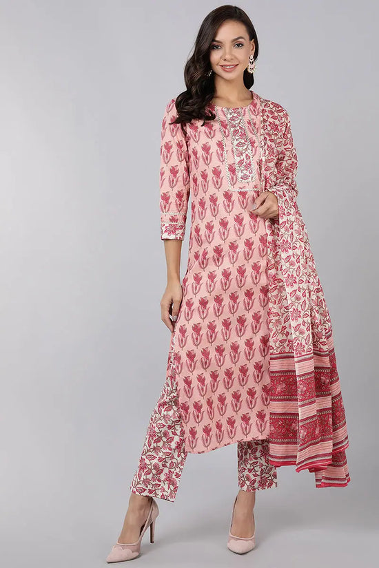 Ahika Pure Cotton Printed Kurta Trousers With-VKSKD1379_S