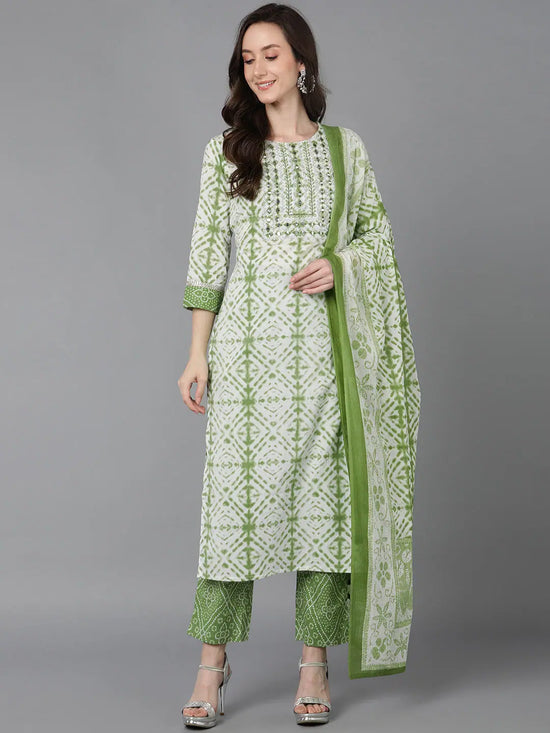 Ahika Women Cotton Dyed Kurta Trousers With