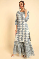 Ahika Cotton Printed Kurta Sharara With Dupatta-VKSKD1381_S