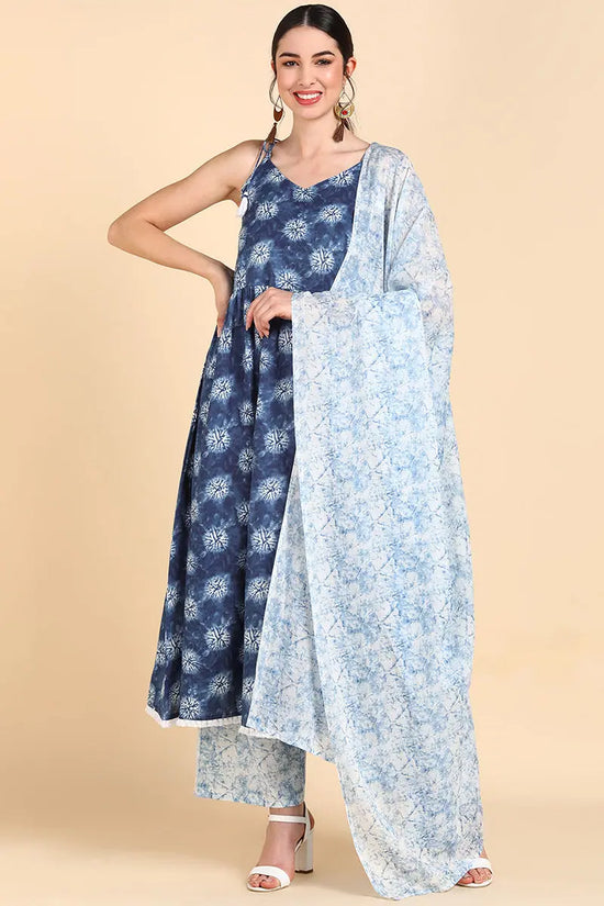 Ahika Cotton Printed Kurta Palazzos Dupatta Set