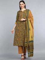 Ahika Cotton Printed Kurta Pant Dupatta Set-VKSKD1254G_S