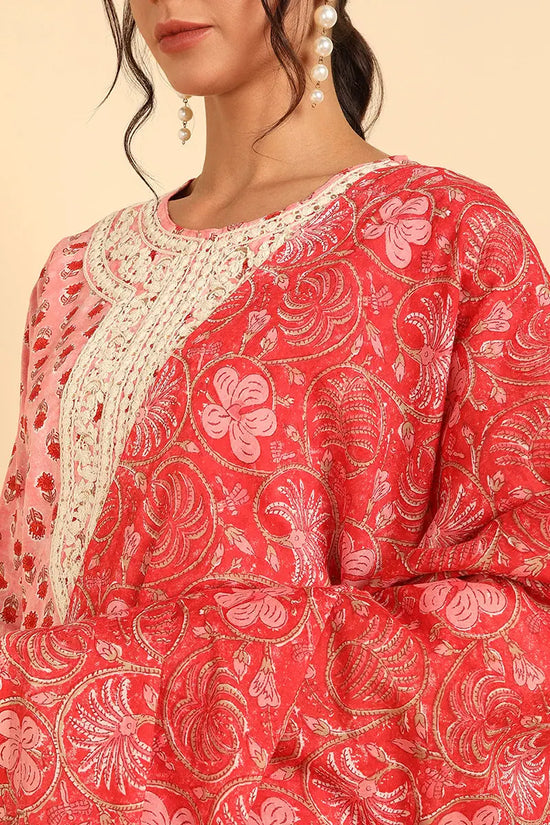 Ahika Cotton Floral Printed Kurta Trousers With-VKSKD1325A_S