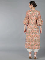 Ahika Women Silk Blend Floral Printed Kurta