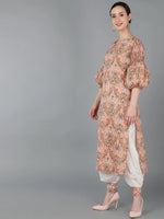 Ahika Women Silk Blend Floral Printed Kurta