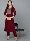 Silk Blend Tyrian Purple Straight Kurta With