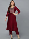 Silk Blend Tyrian Purple Straight Kurta With