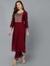 Silk Blend Tyrian Purple Straight Kurta With